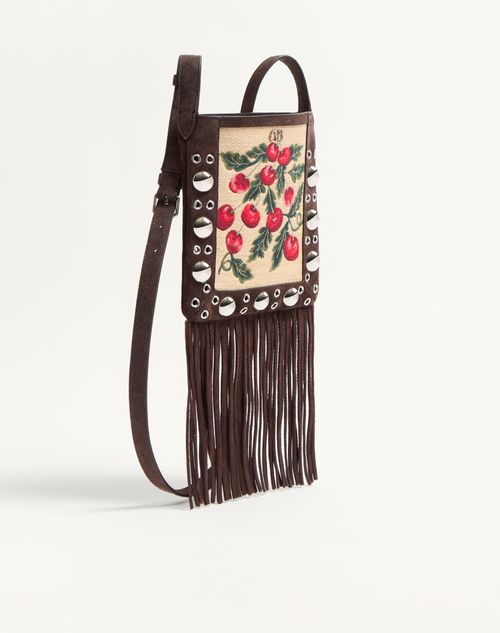 Valentino Garavani - Valentino Garavani Nellcôte Small Shoulder Bag In Jacquard Raffia With Cherryfic Pattern - Multicolour/testa Di Moro - Woman - Shoulder Bags